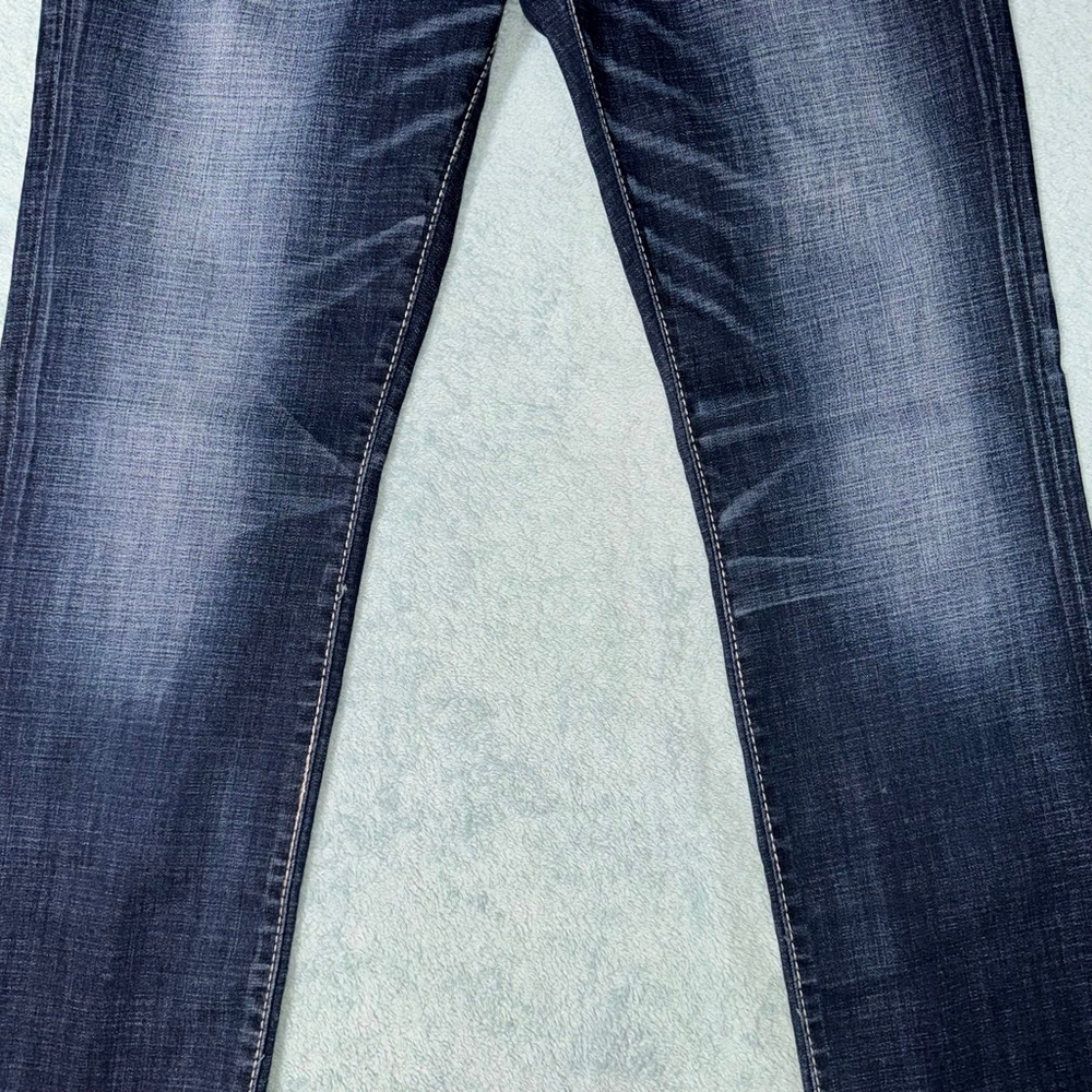 BKE Alec Straight Leg Jeans Dark wash Blue Wiskered Waist 34R/31 Inseam - Picture 7 of 13
